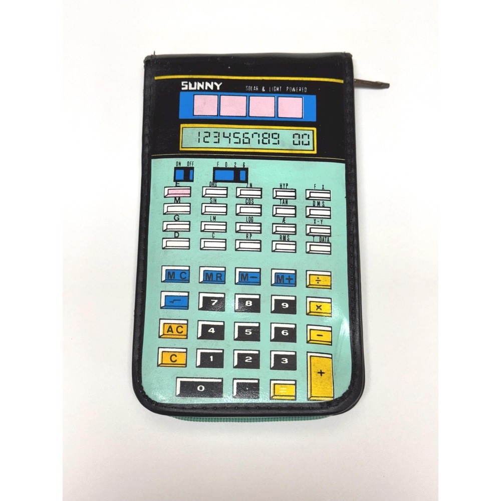 Vintage Y2K Calculator Case: Sunny Zip-Up Pencil Holder